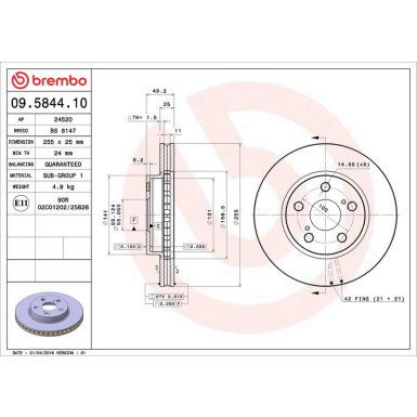 Brembo Bremsscheibe PRIME LINE 09.5844.10