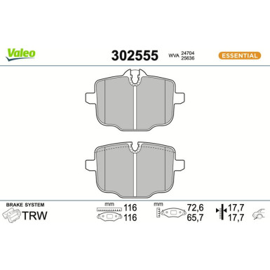 302555 Bremsbelagsatz, Scheibenbremse ESSENTIAL