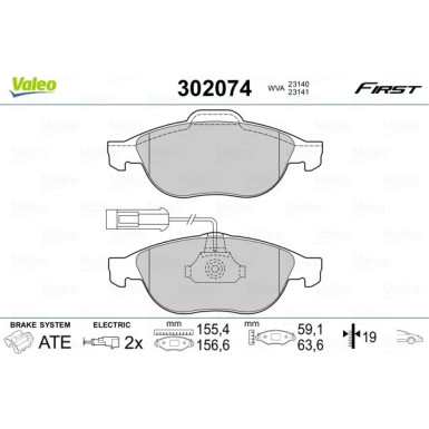 Valeo | Bremsbelagsatz, Scheibenbremse | 302074