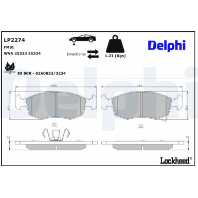 Delphi | Bremsbelagsatz, Scheibenbremse | LP2274