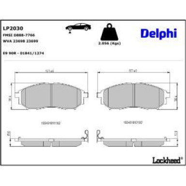 Delphi Bremsbelagsatz, Scheibenbremse LP2030