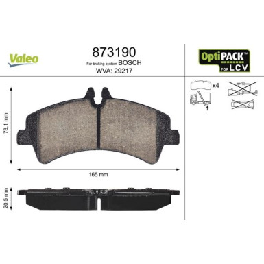 873190 Bremsbelagsatz, Scheibenbremse OPTIPACK for LCV