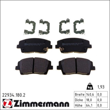 Zimmermann Bremsbelagsatz, Scheibenbremse 22934.180.2