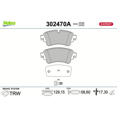 Valeo | Bremsbelagsatz, Scheibenbremse | 302470A