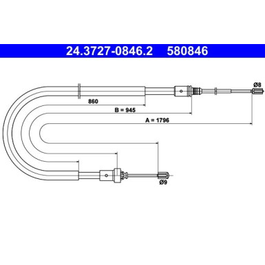 2 x ATE Seilzug, Feststellbremse | 24.3727-0846.2