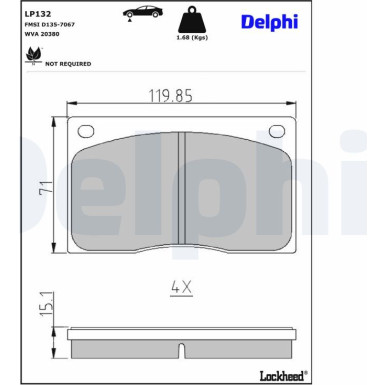 Delphi | Bremsbelagsatz, Scheibenbremse | LP132 Delphi | Bremsbelagsatz, Scheibenbremse | LP132
