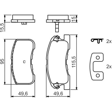BOSCH Bremsbelagsatz, Scheibenbremse 0 986 424 697