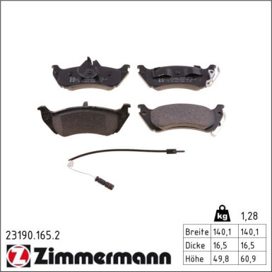 Zimmermann Bremsbelagsatz, Scheibenbremse 23190.165.2