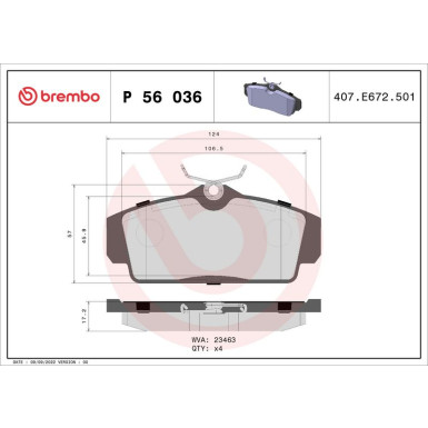 Brembo Bremsbelagsatz, Scheibenbremse PRIME LINE P 56 036
