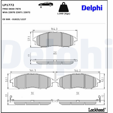 Delphi | Bremsbelagsatz, Scheibenbremse | LP1772 Delphi | Bremsbelagsatz, Scheibenbremse | LP1772