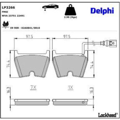 Delphi Bremsbelagsatz, Scheibenbremse LP3266