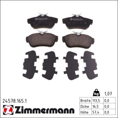 Zimmermann Bremsbelagsatz, Scheibenbremse 24578.165.1