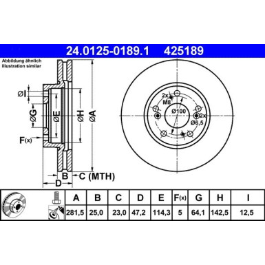 ATE | Bremsscheibe | 24.0125-0189.1