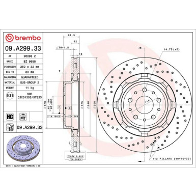 2 x BREMBO Bremsscheibe | 09.A299.33