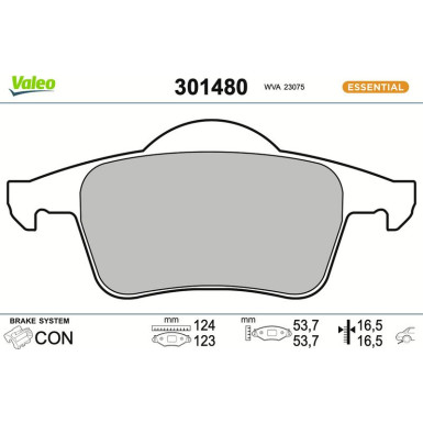 Valeo Bremsbelagsatz, Scheibenbremse ESSENTIAL 301480