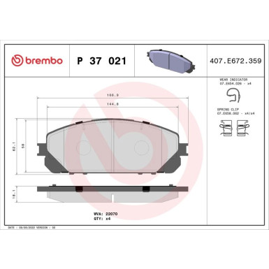 Brembo Bremsbelagsatz, Scheibenbremse PRIME LINE P 37 021