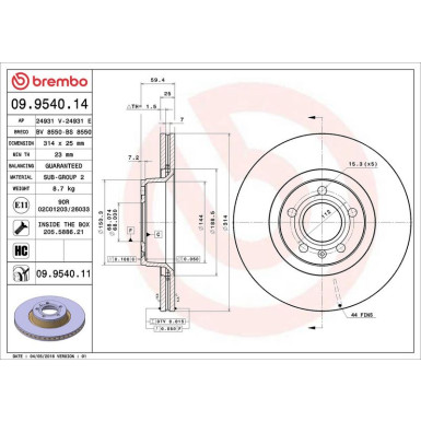 Brembo Bremsscheibe PRIME LINE - UV Coated 09.9540.11