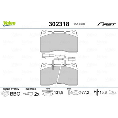 Valeo | Bremsbelagsatz, Scheibenbremse | 302318