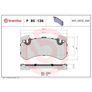 Brembo Bremsbelagsatz, Scheibenbremse PRIME LINE P 85 136
