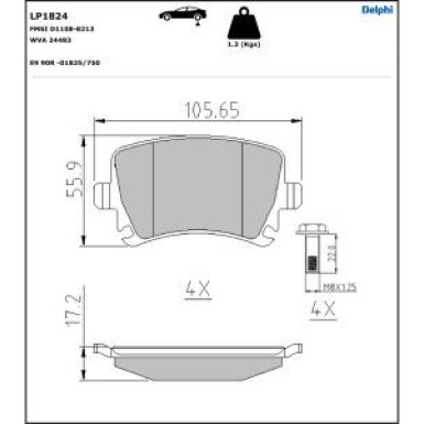 Delphi Bremsbelagsatz, Scheibenbremse LP1824
