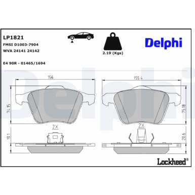 Delphi | Bremsbelagsatz, Scheibenbremse | LP1821 Delphi | Bremsbelagsatz, Scheibenbremse | LP1821