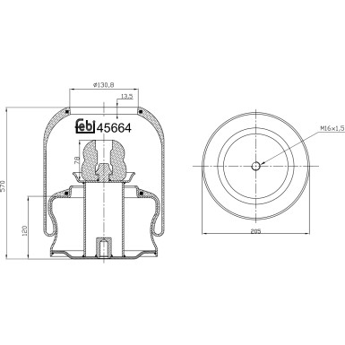 FEBI BILSTEIN 45664 Federbalg, Luftfederung FEBI BILSTEIN 45664 Federbalg, Luftfederung