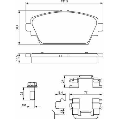 BOSCH Bremsbelagsatz, Scheibenbremse 0 986 494 629