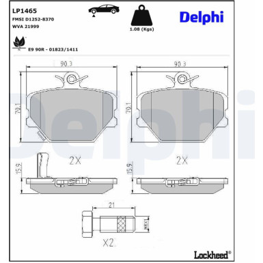 Delphi | Bremsbelagsatz, Scheibenbremse | LP1465