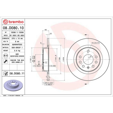 08.D080.11 Bremsscheibe PRIME LINE - UV Coated 08.D080.11 Bremsscheibe PRIME LINE - UV Coated