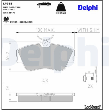 Delphi | Bremsbelagsatz, Scheibenbremse | LP918