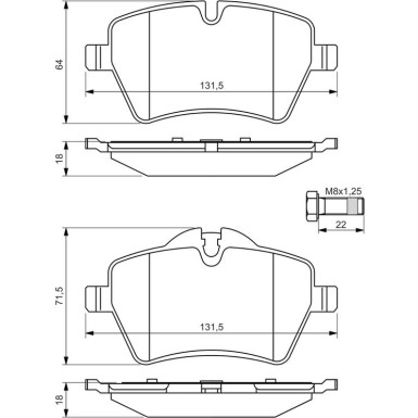 BOSCH Bremsbelagsatz, Scheibenbremse 0 986 494 489