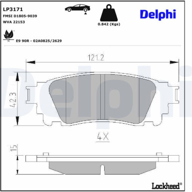 Delphi | Bremsbelagsatz, Scheibenbremse | LP3171 Delphi | Bremsbelagsatz, Scheibenbremse | LP3171