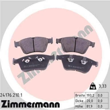 Zimmermann | Bremsbelagsatz, Scheibenbremse | 24176.210.1