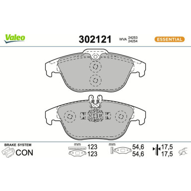 Valeo | Bremsbelagsatz, Scheibenbremse | 302121