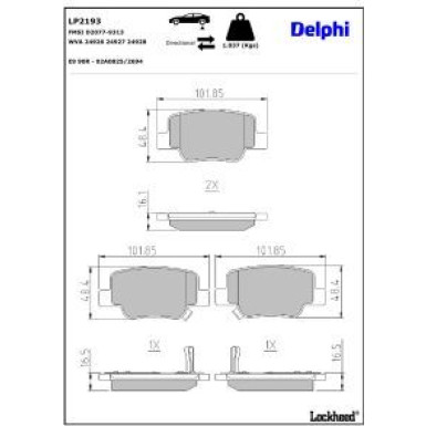 Delphi Bremsbelagsatz, Scheibenbremse LP2193