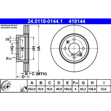 ATE | Bremsensatz, Scheibenbremse | 24.0118-0144.1, 13.0460-5552.2