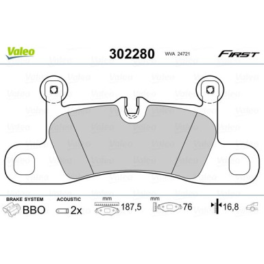 Valeo | Bremsbelagsatz, Scheibenbremse | 302280