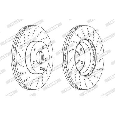 FERODO DDF1694C-1 Bremsscheibe 322mm für MERCEDES-BENZ C-Klasse, E-Klasse gelocht/innenbel., beschichtet