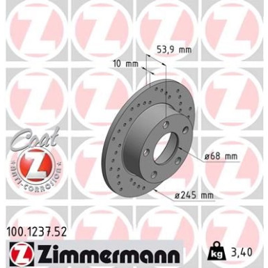 Zimmermann Bremsscheibe SPORT Z 100.1237.52 Zimmermann Bremsscheibe SPORT Z 100.1237.52
