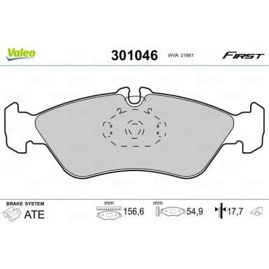 Valeo | Bremsbelagsatz, Scheibenbremse | 301046