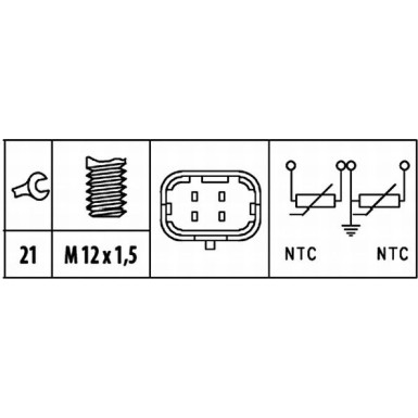 Hella | Sensor, Kühlmitteltemperatur | 6PT 009 309-581