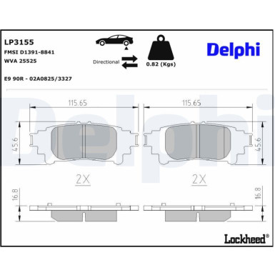 LP3155 Bremsbelagsatz, Scheibenbremse