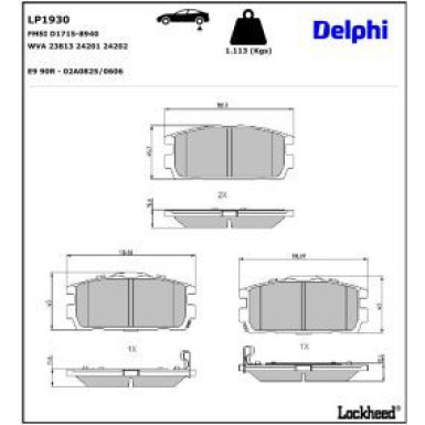 Delphi Bremsbelagsatz, Scheibenbremse LP1930