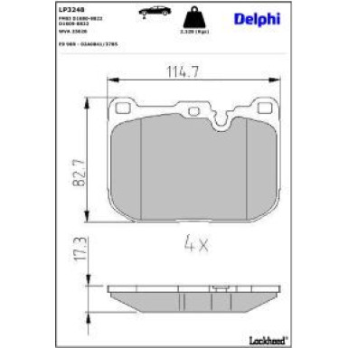 Delphi Bremsbelagsatz, Scheibenbremse LP3248