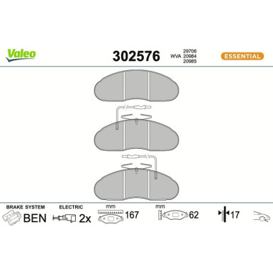 Valeo | Bremsbelagsatz, Scheibenbremse | 302576