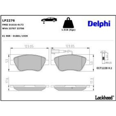 Delphi Bremsbelagsatz, Scheibenbremse LP2276