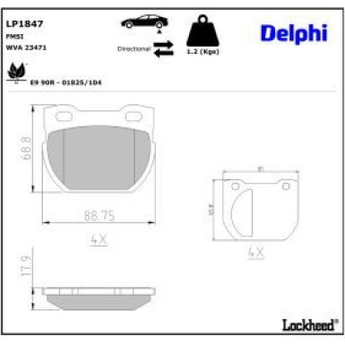 Delphi Bremsbelagsatz, Scheibenbremse LP1847