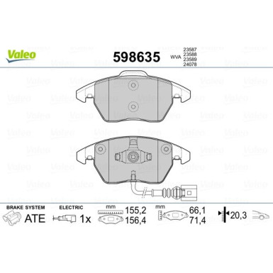 Valeo | Bremsbelagsatz, Scheibenbremse | 598635