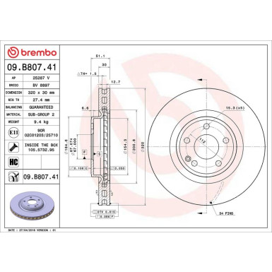 Brembo Bremsscheibe PRIME LINE - UV Coated 09.B807.41