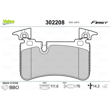 Valeo | Bremsbelagsatz, Scheibenbremse | 302208
